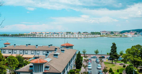 Hondarribia Spain June 2022 Mouth Bidassoa River Hondarribia Spain Foreground — Photo