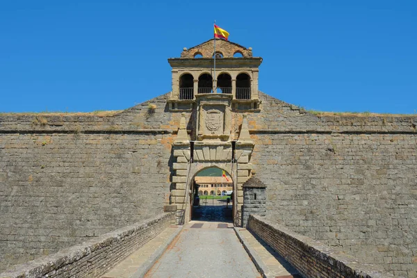View Entrance Citadel Jaca Jaca Aragon Spain Bridge Its Dry — Zdjęcie stockowe
