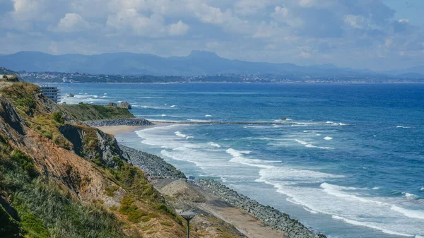 Widok Najbardziej Wysuniętą Południe Stronę Plaży Cote Des Basques Biarritz — Zdjęcie stockowe