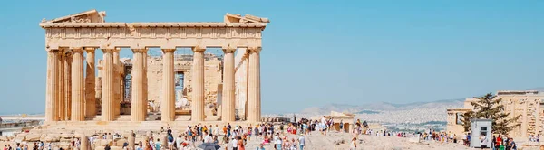 Athens Greece August 2022 Crowd Visitors Remains Acropolis Athens Greece — Stock Photo, Image