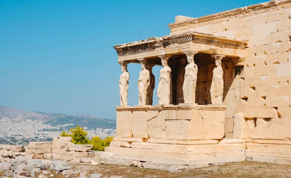 Una Vista Del Portico Famoso Delle Vergini Nel Tempiale Athena — Foto Stock