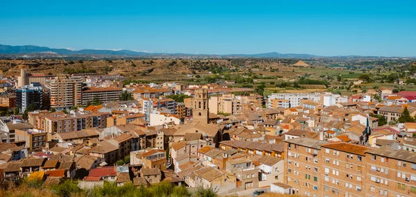 Panoramic View Monzon Huesca Province Aragon Spain Highlighting Tower Cathedral — Stock Photo, Image