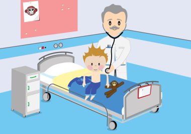 çocuk doktoru tarafından muayene alır