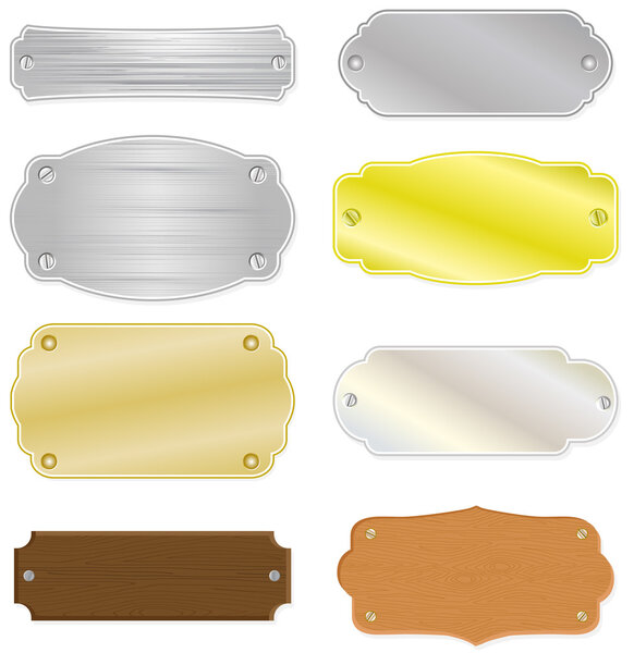 House or trophy nameplates with metal and wood texture