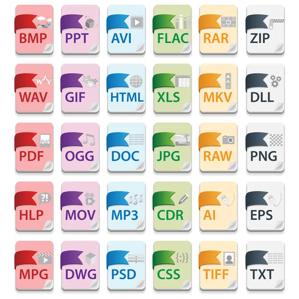 Document file extensions — Stock Illustration Document file extensions Royalty Free Stock Illustrations