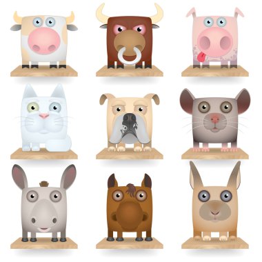 Domestic animals icon set