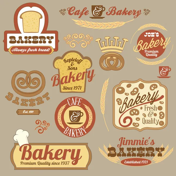 Insignes vintage logo de boulangerie rétro — Image vectorielle