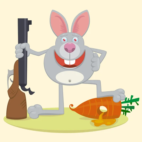 Coniglio con fucile — Vettoriale Stock