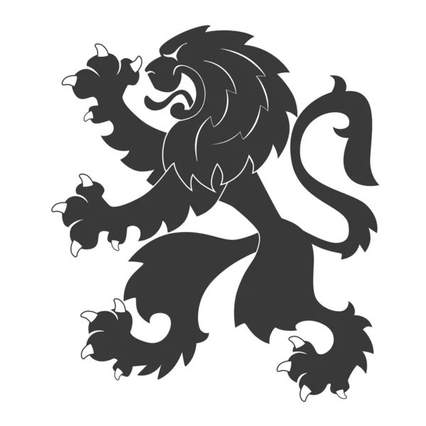 Lion héraldique noir — Image vectorielle