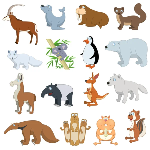 Varios animales de vida silvestre conjunto — Vector de stock