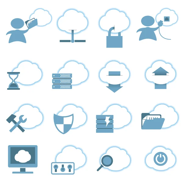 Cloud Hosting Icons gesetzt — Stockvektor
