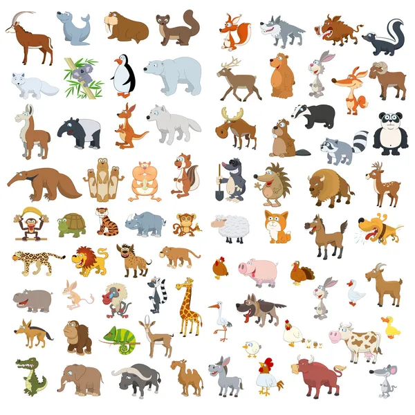 Extra big animals and birds set Vector Graphics