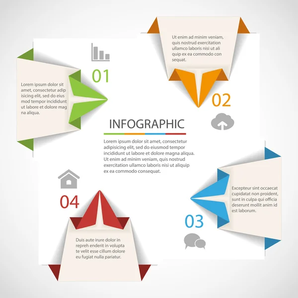 Templat infografis Origami - Stok Vektor