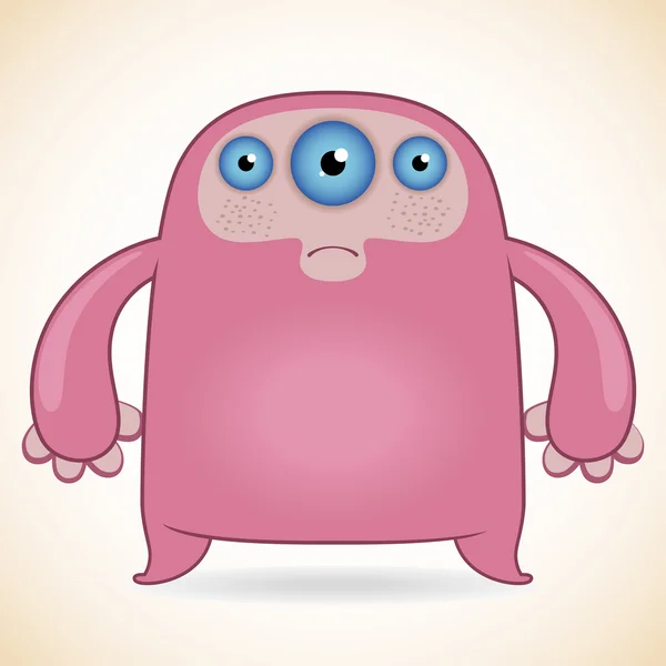 Three-eyed pink monster — Stock Vector