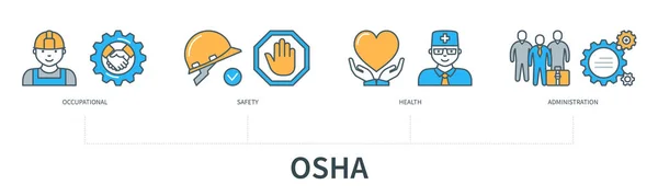 Conceito Osha Com Ícones Ocupacional Segurança Saúde Administração Infográfico Vetor — Vetor de Stock