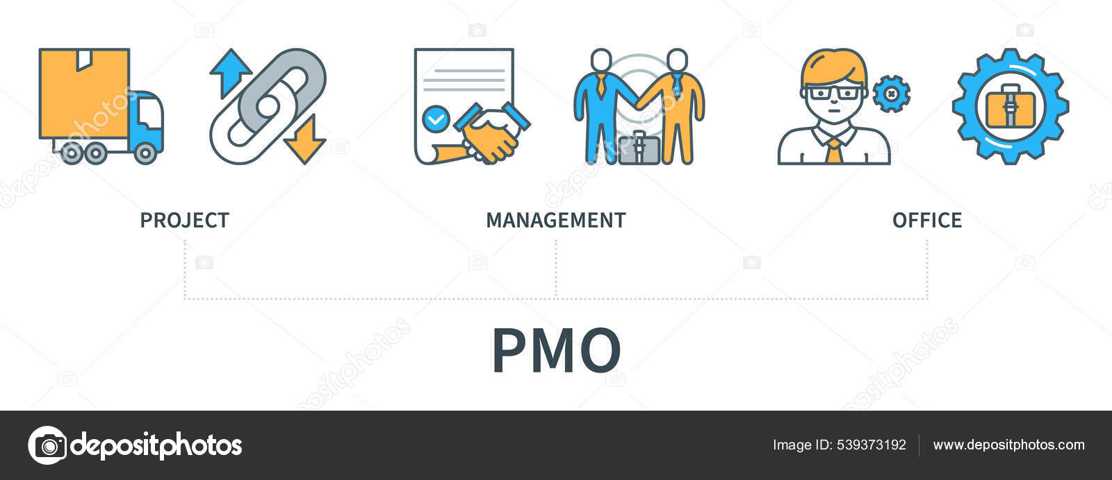 Pmo Concept Icons Project Management Office Web Vector Infographic