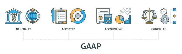 Gaap Concept Icons Generally Accepted Accounting Principles Web Vector Infographic — Archivo Imágenes Vectoriales