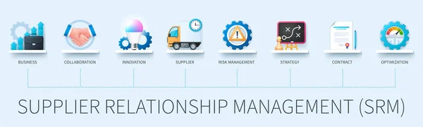 Proveedor Relationship Management Srm Concepto Con Iconos Negocio Colaboración Innovación — Vector de stock