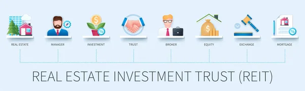 Emlak Yatırım Vakfı Konlarla Dolu Reit Afişi Gayrimenkul Müdür Yatırım — Stok Vektör