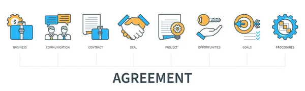 Agreement Concept Icons Business Contract Communication Deal Project Opportunities Goals — Stok Vektör