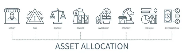 Asset Allocation Concept Icons Market Risk Balance Reward Investment Strategy — ストックベクタ