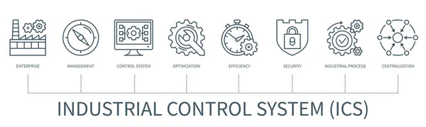 Концепція Промислової Системи Управління Ics Піктограмами Підприємство Управління Система Управління — стоковий вектор