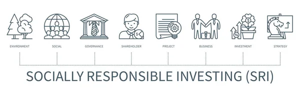 Socially Responsible Investing Sri Concept Icons Environment Social Governance Shareholder — Vector de stock
