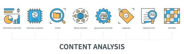 Concepto Análisis Contenido Con Iconos Método Estadístico Aprendizaje Automático Estudio — Vector de stock