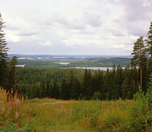 Krajobraz z jezior i lasów — Zdjęcie stockowe