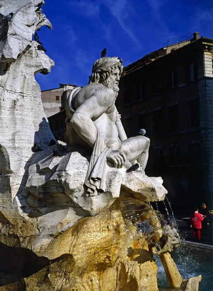 Fountain Four Rivers Piazza Navona Rome — Stock Photo, Image