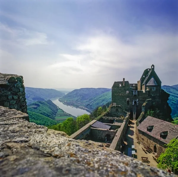 Castillo Aggstein Con Río Danubio Austria — Foto de Stock