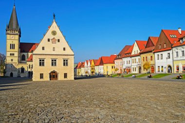Slovakya 'nın Bardejov kentindeki Tarihi Kent Meydanı