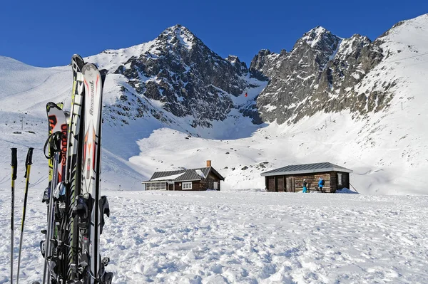 Höga Tatrabergen Vintern Med Linbana Slovakien — Stockfoto
