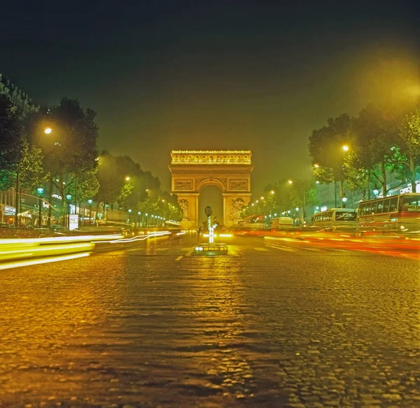 Triumphbogen Bei Nacht Paris Frankreich — Stockfoto