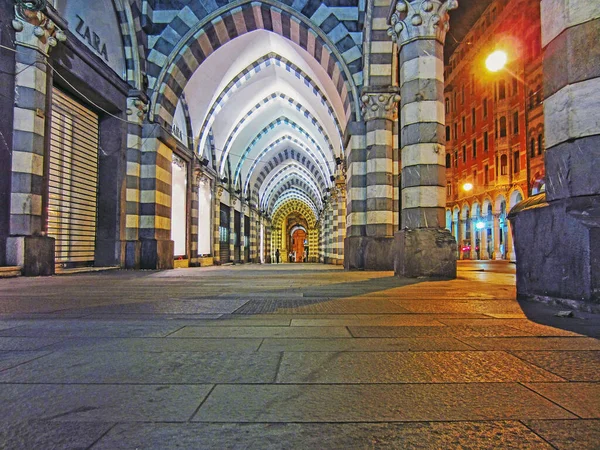 Rua Noite Gênova Itália — Fotografia de Stock