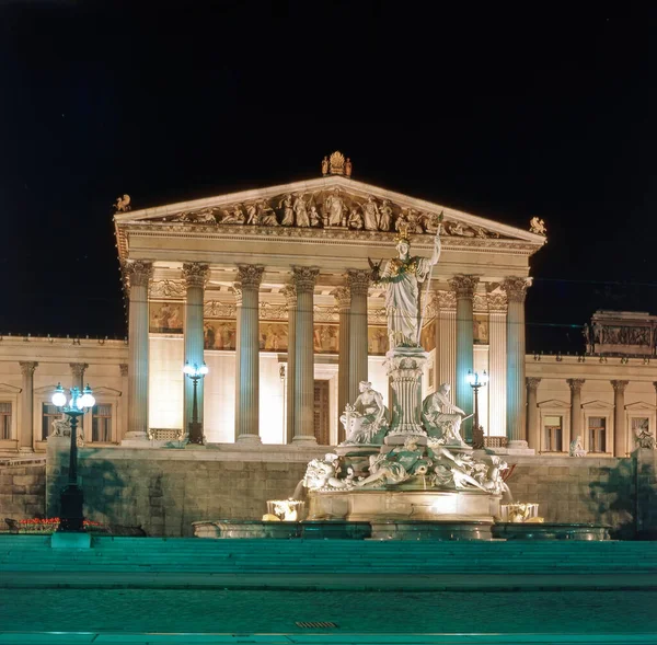 Parlement Nachts Wenen Oostenrijk — Stockfoto