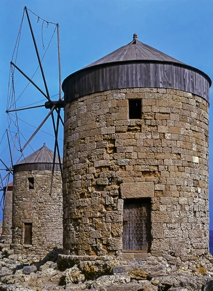 Windmolens Rhodos Griekenland — Stockfoto