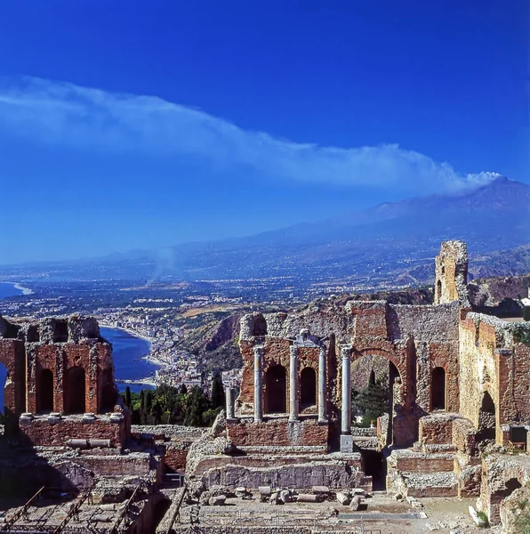 Greek Theater Taormina Sicily Italy — Stock Photo, Image