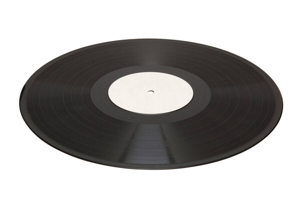 An old vinyl record for an electronic player isolated on a white background