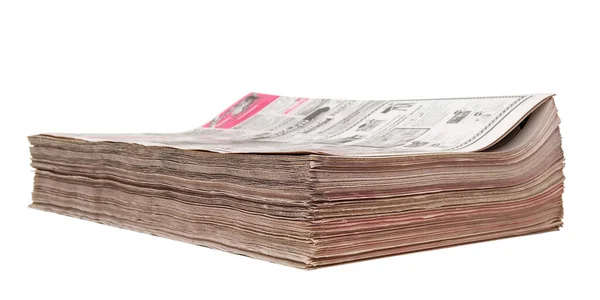 Великий Товстий Пакет Ранкових Газет Ізольований Білому Тлі — стокове фото