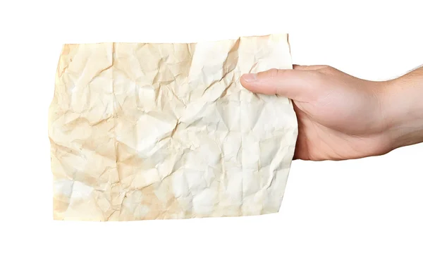 Oud papier blad in hand — Stockfoto