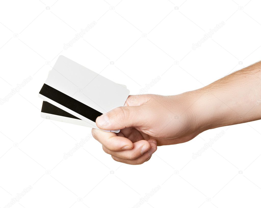 Hand with plastic cards