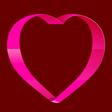 parlak pembe kurdele kalp