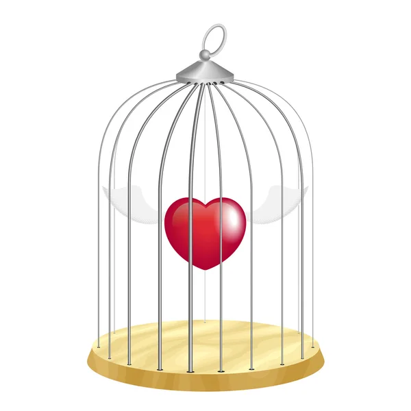 Κλουβί με ιπτάμενα καρδιά μέσα — Διανυσματικό Αρχείο