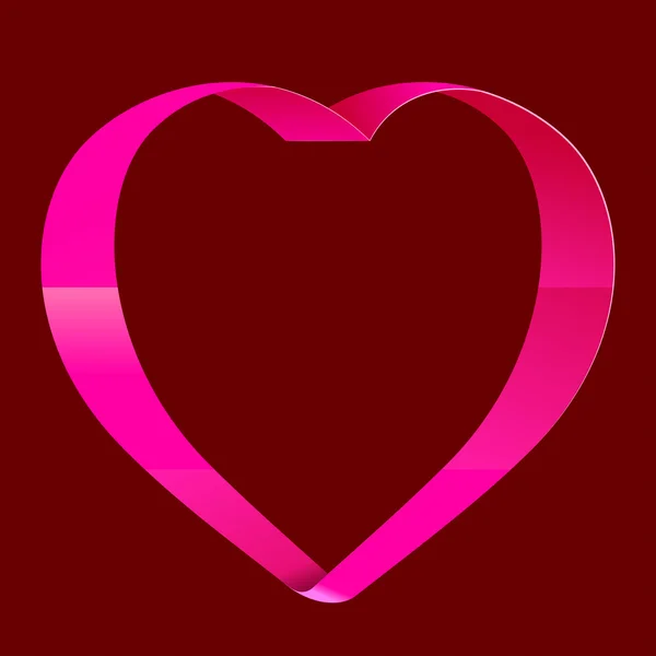 Ροζ γυαλιστερό κορδέλα καρδιά — Διανυσματικό Αρχείο