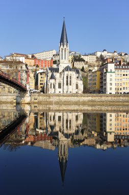 lyon ve saone river'ın ünlü görünümünü