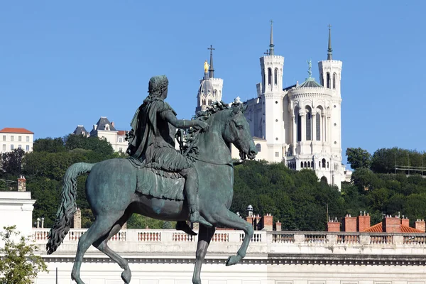 Berühmte statue von louis xiv, lyon — Stockfoto