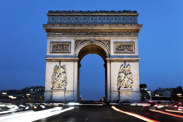 The famous Arc de Triomphe by night — Stock Photo, Image