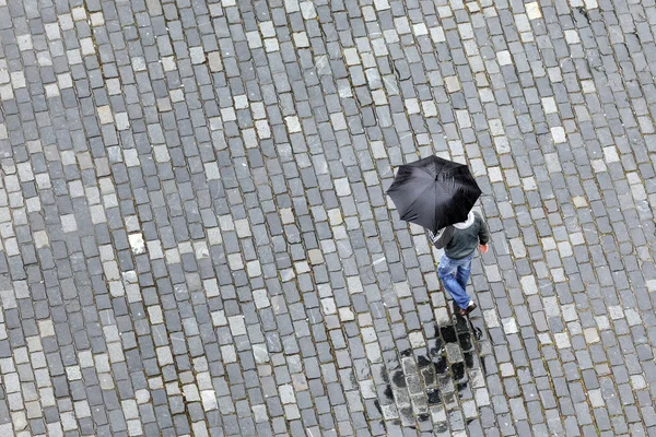 Man walking under the rain Stock Image