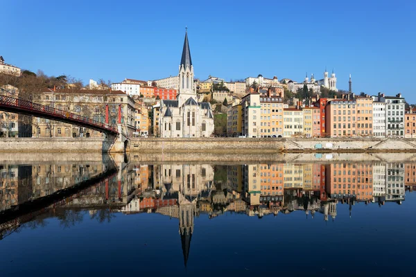 Poziomy widok rzeki saone i lyon — Zdjęcie stockowe